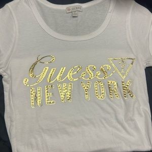 Guess tee with rhinestones on front design